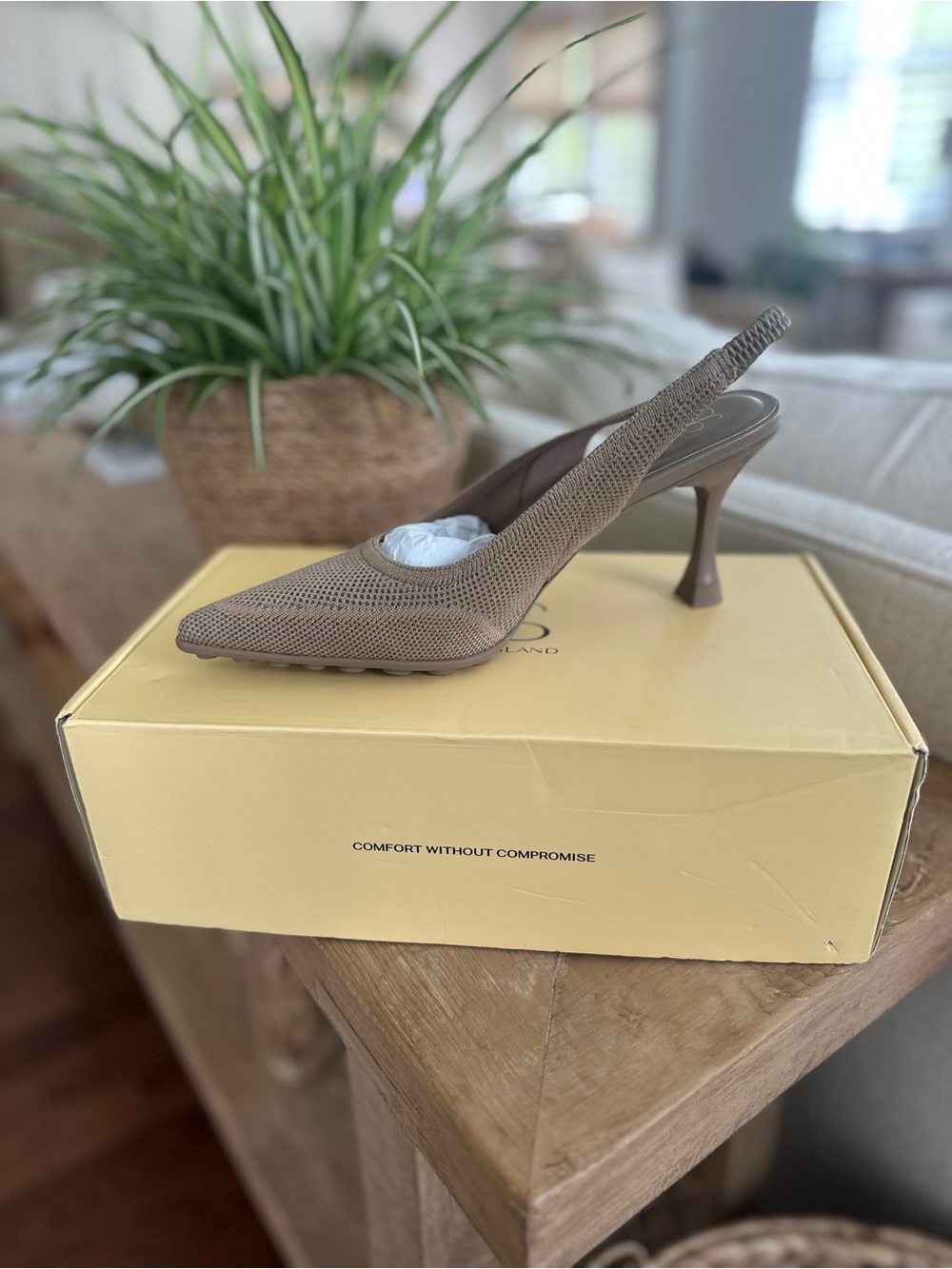 Taupe Mesh Slingback Pump with Mid Heel - Women's Heels BRAND NEW!!!